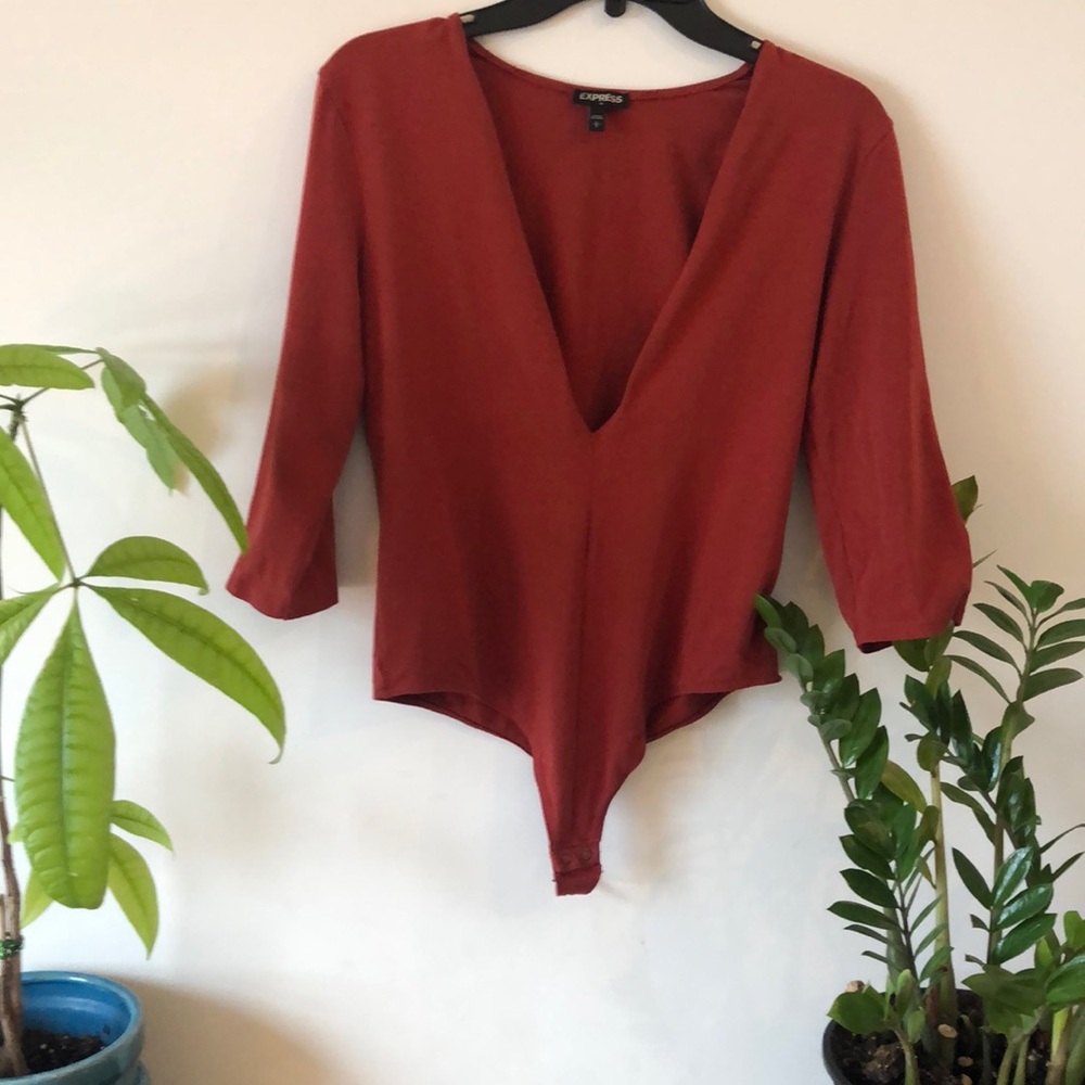 Express body suit deep cut v neck